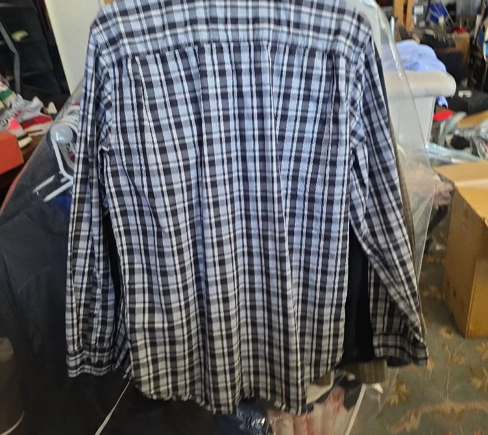 The North Face Men’s Black & White Plaid Button-Down Shirt